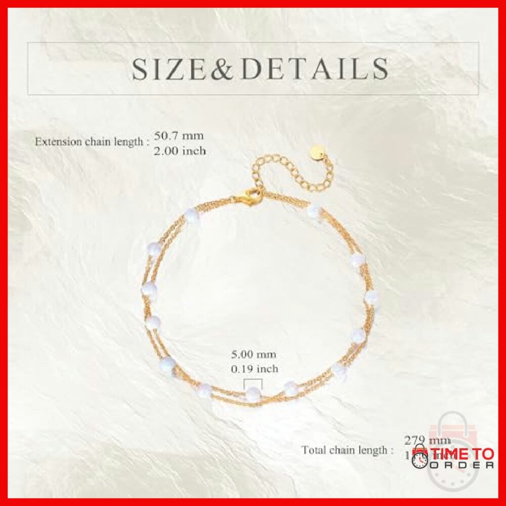 Sterling Silver Opal Anklet Adjustable Chain Mini… - image 6